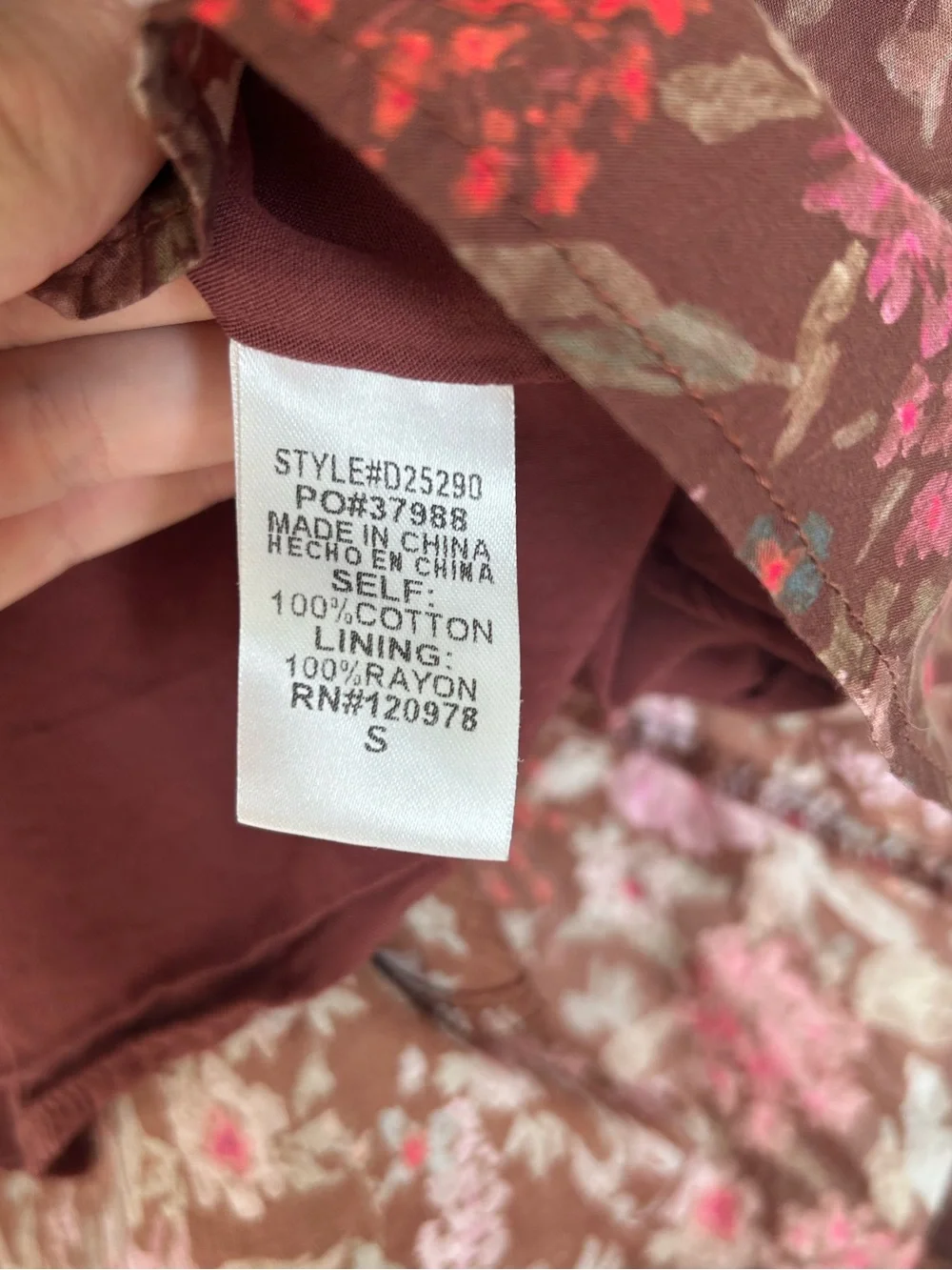 Entro Brown Floral Poplin Mini Dress with Ribbon Detail - Picture 7 of 7